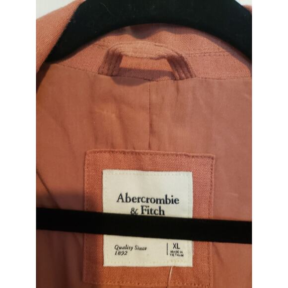 Abercrombie & Fitch Linen Blend Oversized Jacket Blazer Rose Pink XL Salmon NWT - Picture 10 of 11